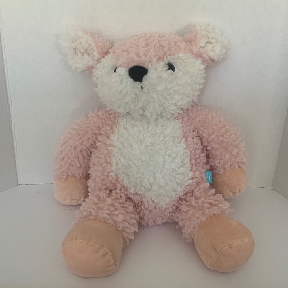 Manhattan Toy Company Curly Q Plush 15" Pink White Stuffed Animal Fawn Bear